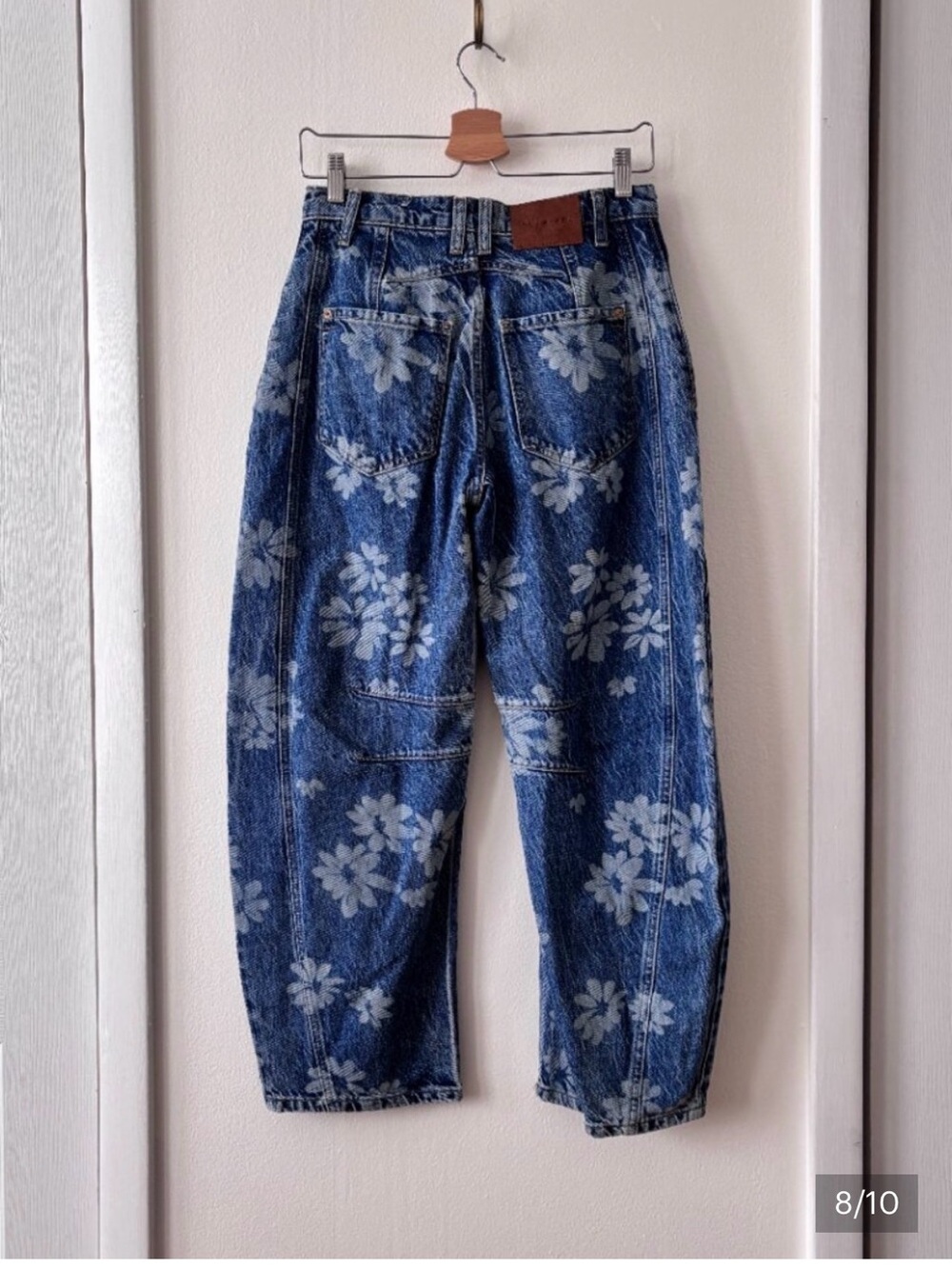 Free People Blue Floral Relaxed Jeans
